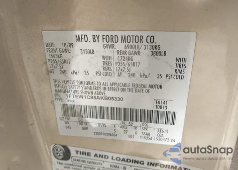 2010 Ford F-150 Xlt из США, поврежденный, VIN 1FTEW1C85AKB05330